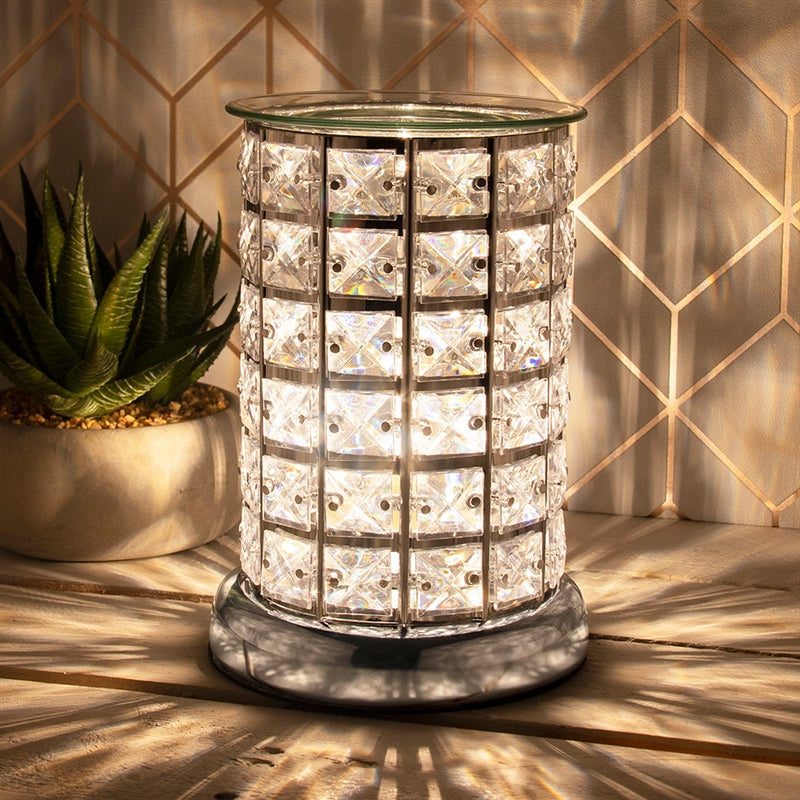 Silver Crystal Touch Sensitive Electric Wax Melter - Crystal Silver  Aroma Lamp UK - Pearly Scents - www.pearlyscents.com